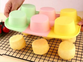 Molde silicona tricolor 6 muffins lisos
